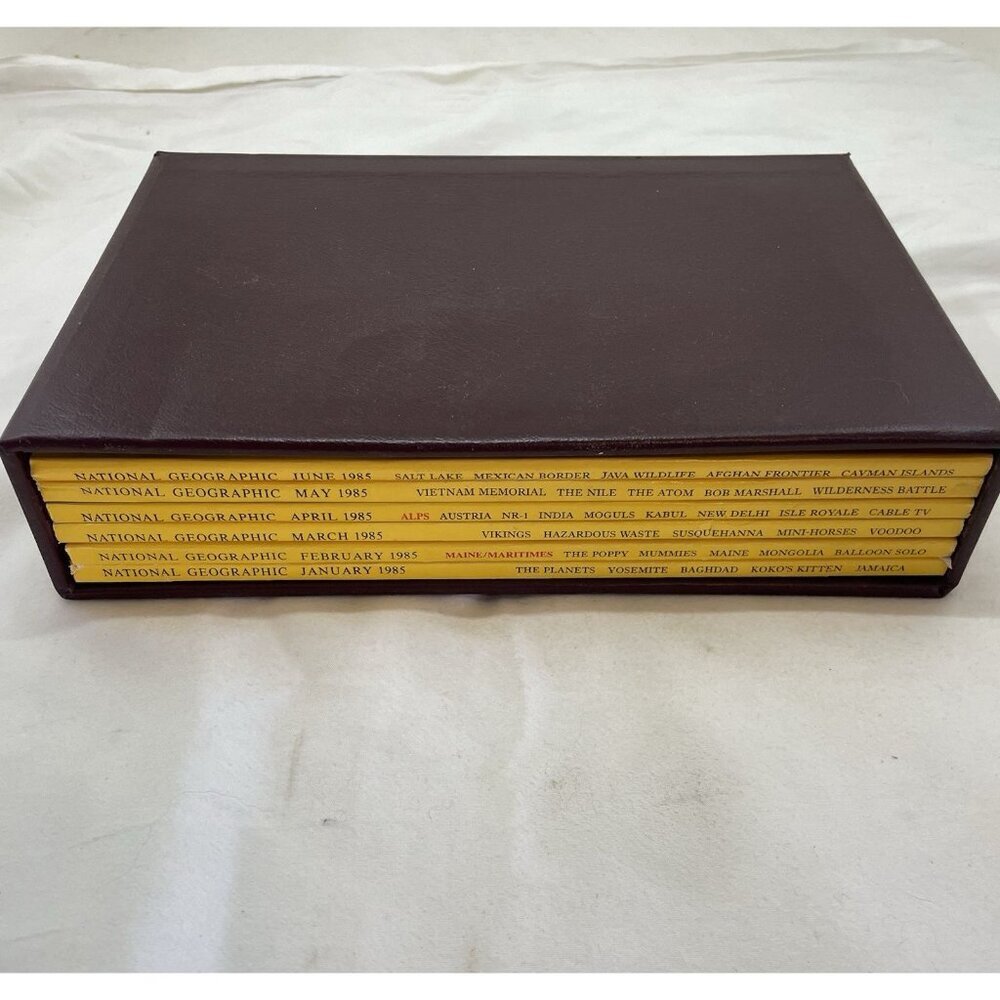 Nat Geo Jan–Jun 1985 Slipcover Lot | History, Wildlife, Adventure Book